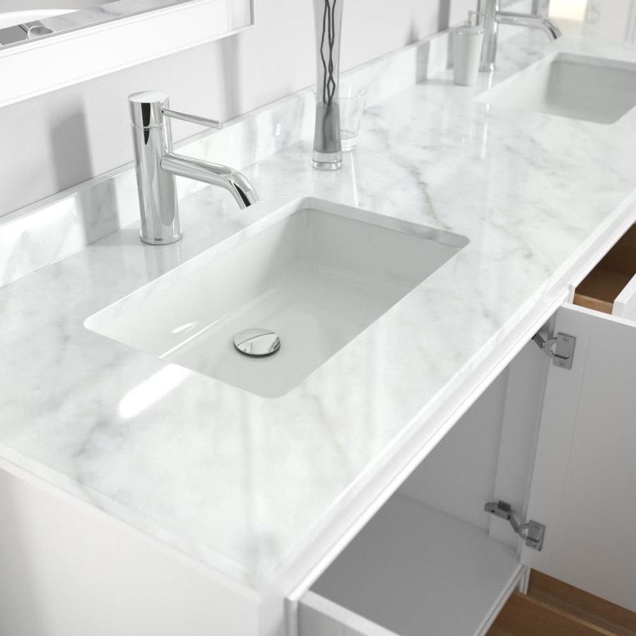 Wyndham Collection Deborah 72-in White Double Sink Bathroom Vanity with White Carrara Natural Marble Top