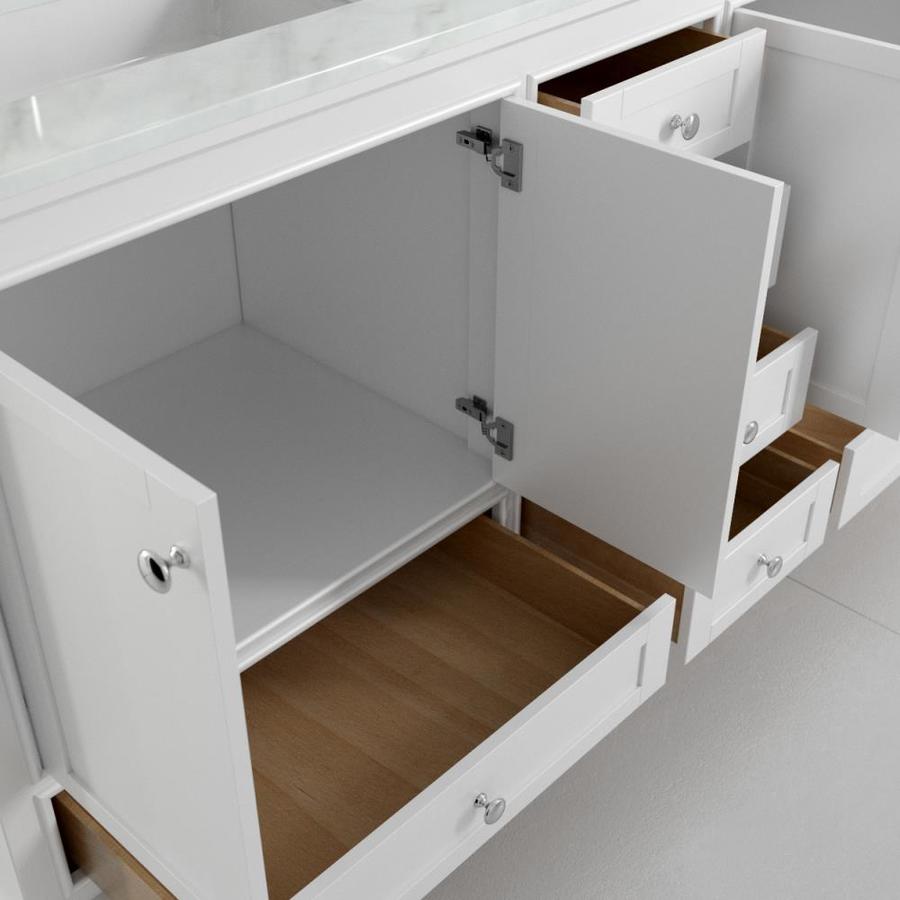 Wyndham Collection Deborah 72-in White Double Sink Bathroom Vanity with White Carrara Natural Marble Top