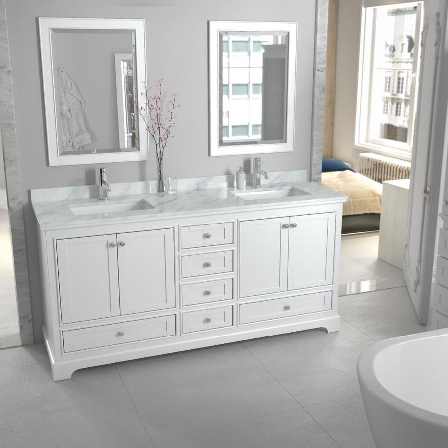 Wyndham Collection Deborah 72-in White Double Sink Bathroom Vanity with White Carrara Natural Marble Top