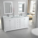 Wyndham Collection Deborah 72-in White Double Sink Bathroom Vanity with White Carrara Natural Marble Top