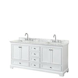 Wyndham Collection Deborah 72-in White Double Sink Bathroom Vanity with White Carrara Natural Marble Top