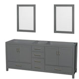 Wyndham Collection Sheffield 78.5-in Dark Gray Bathroom Vanity Cabinet (Mirror Included)