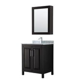 Wyndham Collection Daria 30-in Dark Espresso Single Sink Bathroom Vanity with White Carrara Marble Natural Marble Top (Mirror Included)