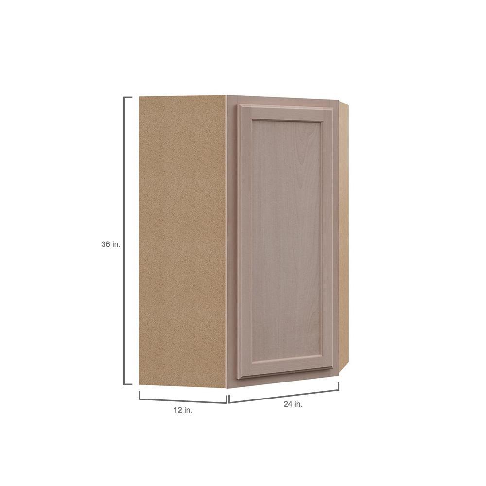 Hampton Assembled 24x36x12 in. Wall Diagonal Cabinet in Unfinished Beech - Super Arbor