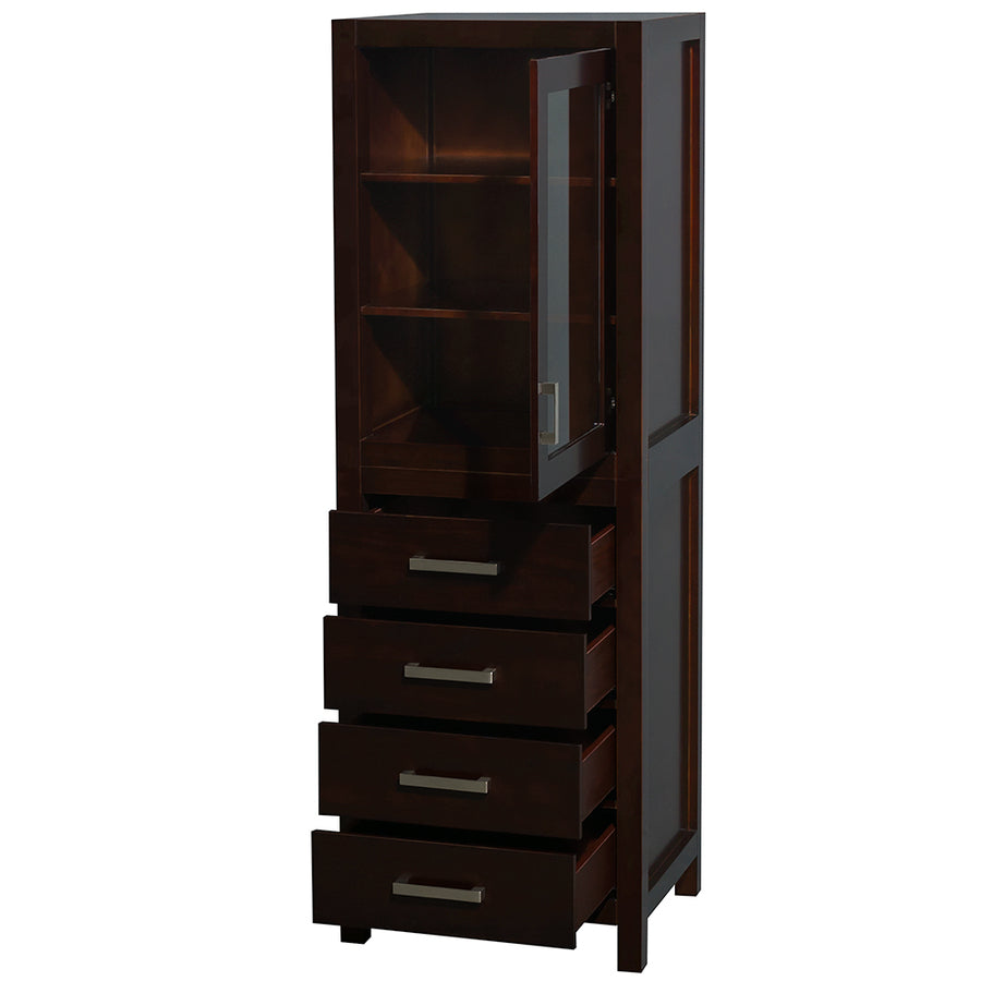 Wyndham Collection Sheffield 24-in W x 71.25-in H x 20-in D White Birch Freestanding Linen Cabinet