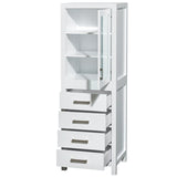 Wyndham Collection Sheffield 24-in W x 71.25-in H x 20-in D White Birch Freestanding Linen Cabinet