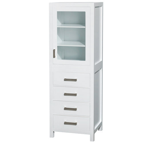 Wyndham Collection Sheffield 24-in W x 71.25-in H x 20-in D White Birch Freestanding Linen Cabinet