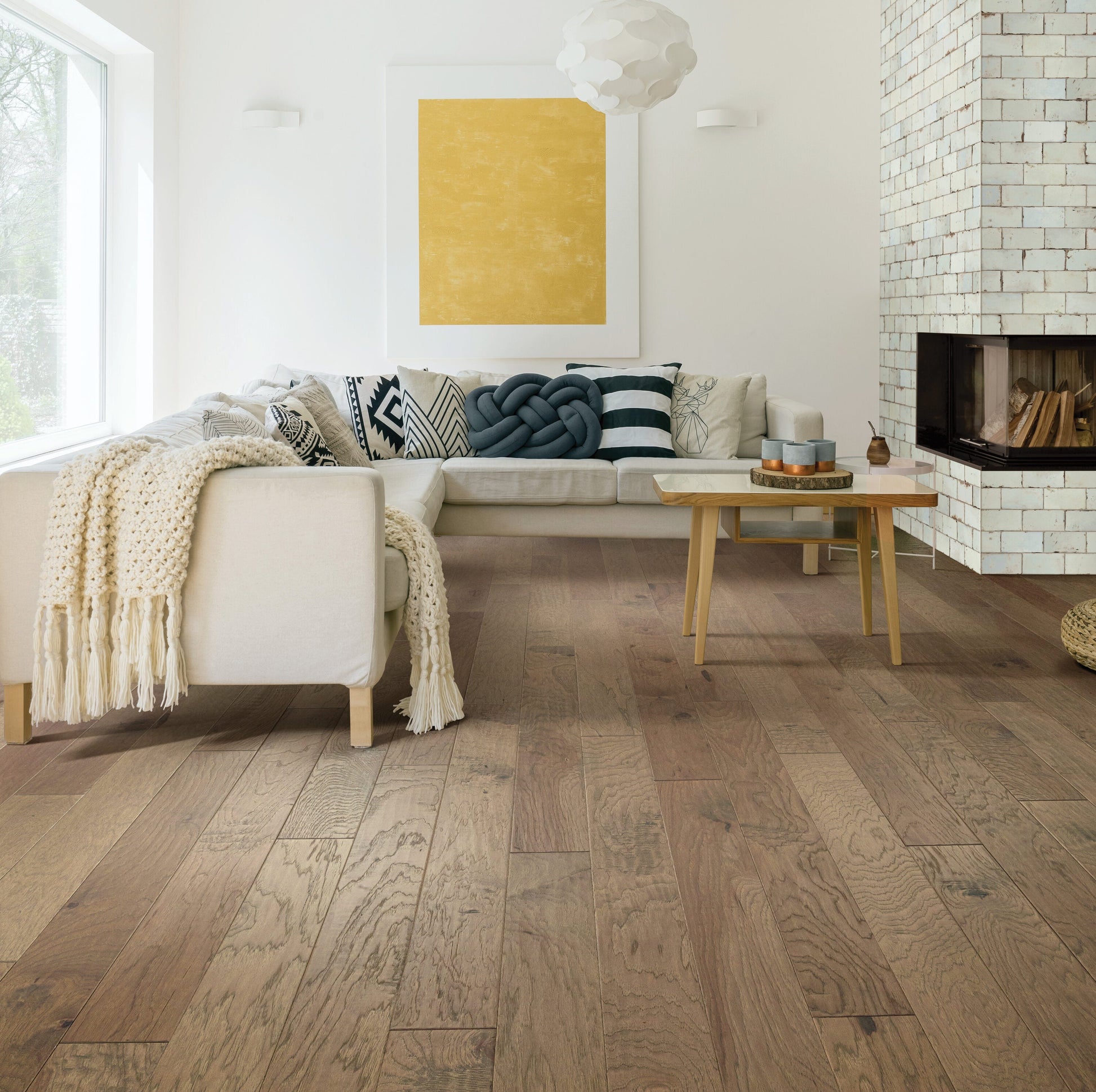 Shaw Hickory Jennings hardwood flooring — installed room view