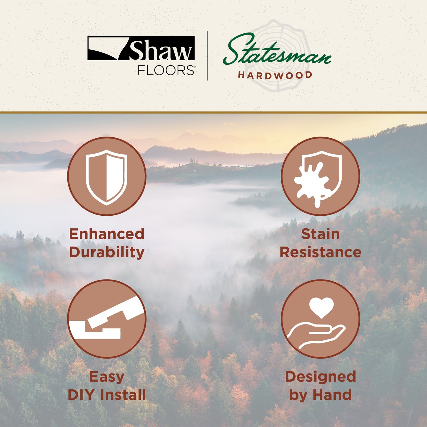 Shaw Hickory Amber hardwood flooring — carton and plank detail