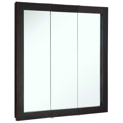Ventura 30 in. W x 30 in. H x 6 in. D Framed Tri-View Surface-Mount Bathroom Medicine Cabinet in Espresso - Super Arbor