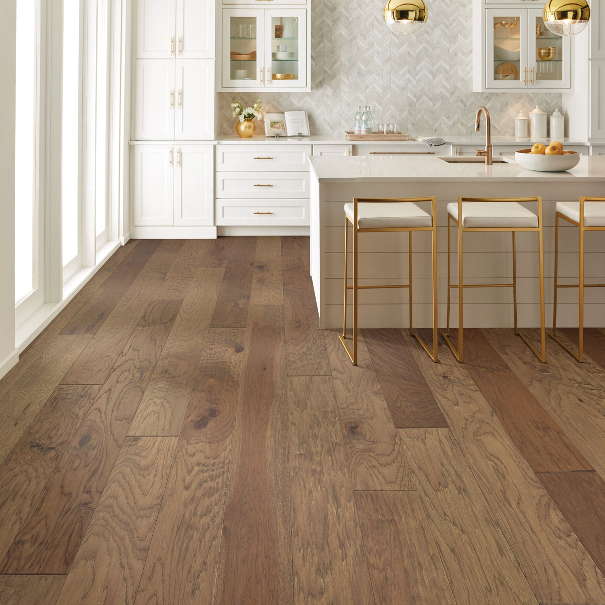 Shaw Hickory Jennings hardwood flooring — installed room view