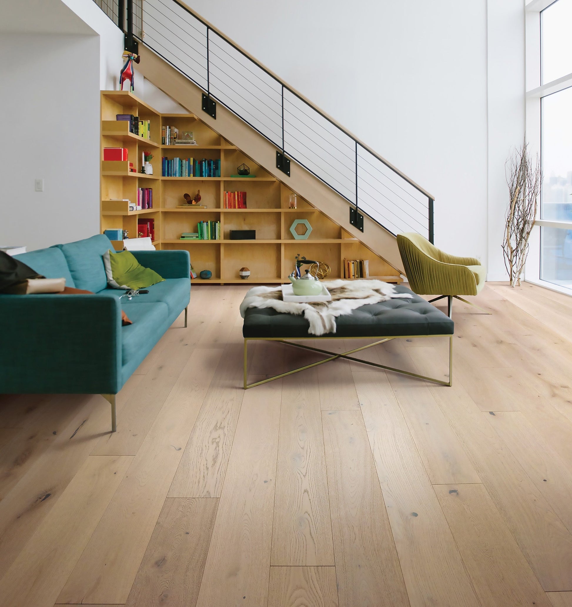 Shaw White oak French Quarter hardwood flooring — installed room view