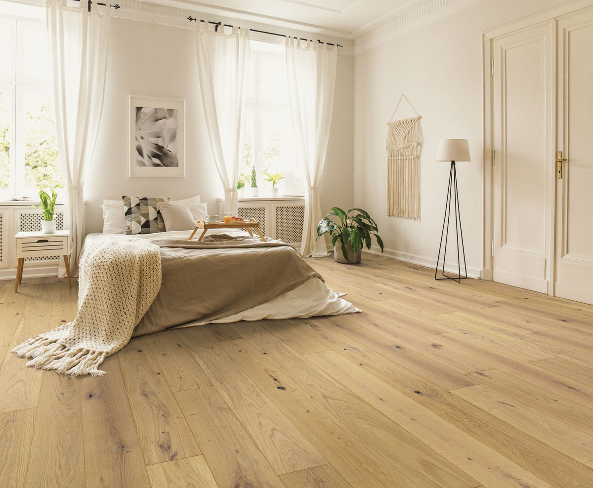 Shaw White oak Sunset Park hardwood flooring — installed room view
