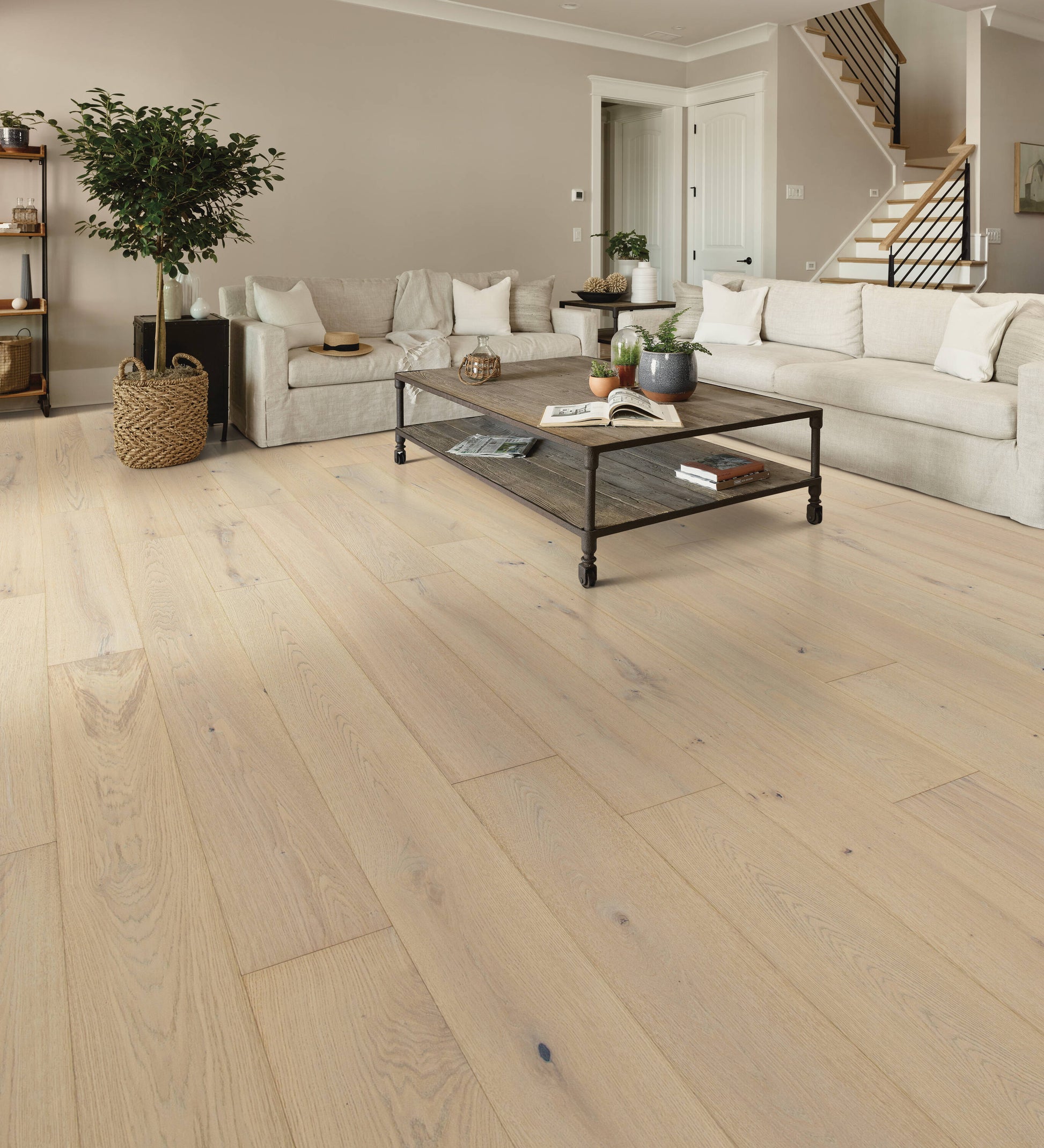Shaw White oak Washington Park hardwood flooring — installed room view
