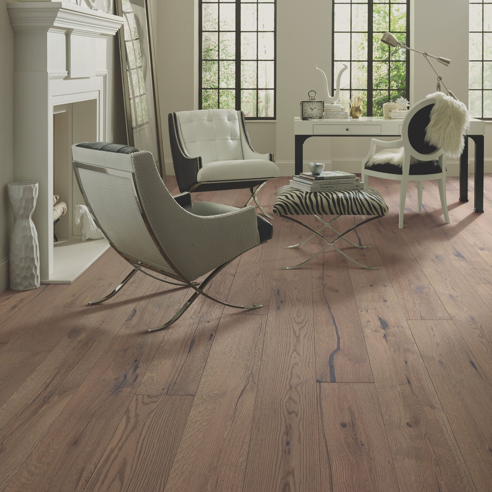 Shaw White oak Dublin hardwood flooring — installed room view