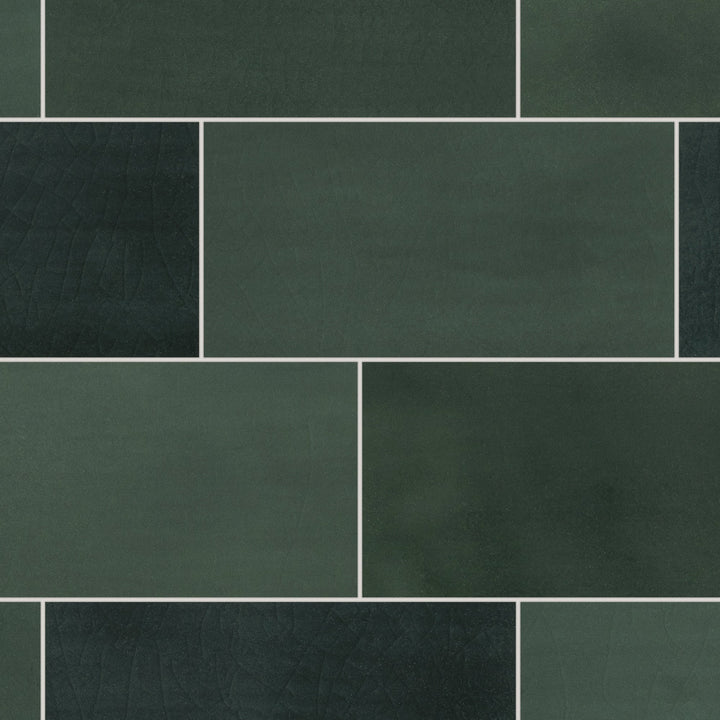 SUNWINGS Green Mixed 3-in x 6-in Matte Composite Subway Peel and stick Mosaic Wall Tile product image