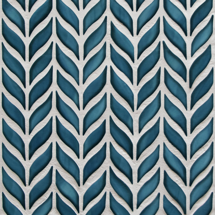 SUNWINGS Leaf Blue 10-in x 11-in Glazed Recycled glass Marble look Mosaic Floor and Wall Tile product image