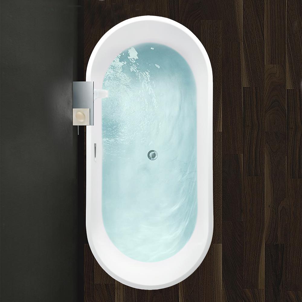 Bordeaux 59 in. Acrylic Flatbottom Freestanding Bathtub in White - Super Arbor