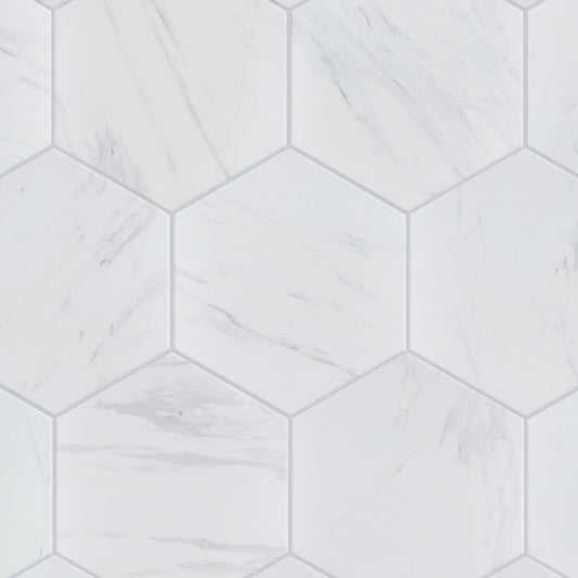 Merola Tile Eterno Carrara Hex 8-5/8 in. x 9-7/8 in. Porcelain Floor and Wall Tile (11.56 sq. ft. / case)