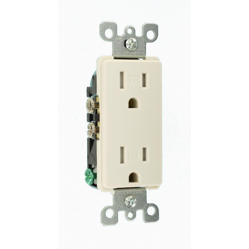 Decora 15 Amp Tamper-Resistant Duplex Outlet, Light Almond - Super Arbor
