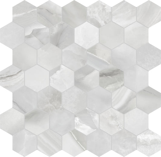 Satori Regent Onyx Lumiere 12-in x 12-in Polished Porcelain Hexagon Mosaic Floor and Wall Tile product image