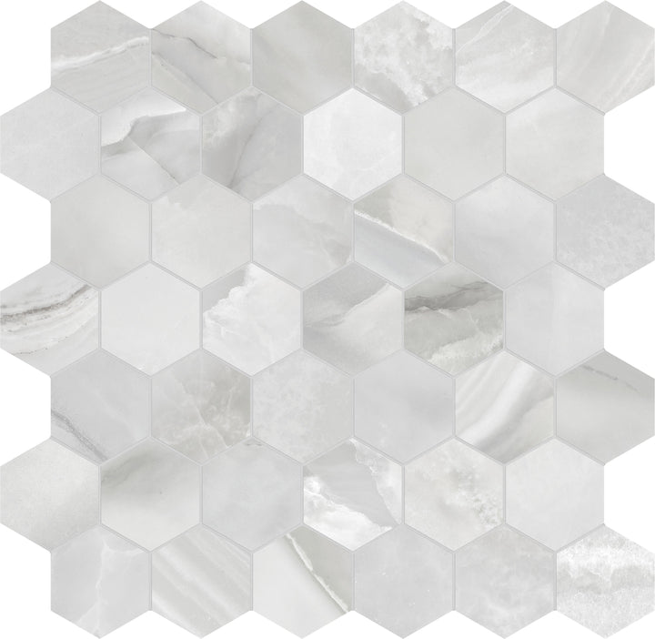 Satori Regent Onyx Lumiere 12-in x 12-in Polished Porcelain Hexagon Mosaic Floor and Wall Tile product image