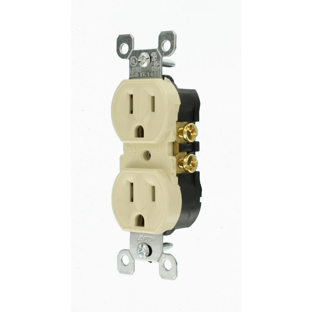 15 Amp Residential Grade Grounding Duplex Outlet, Ivory (10-Pack) - Super Arbor
