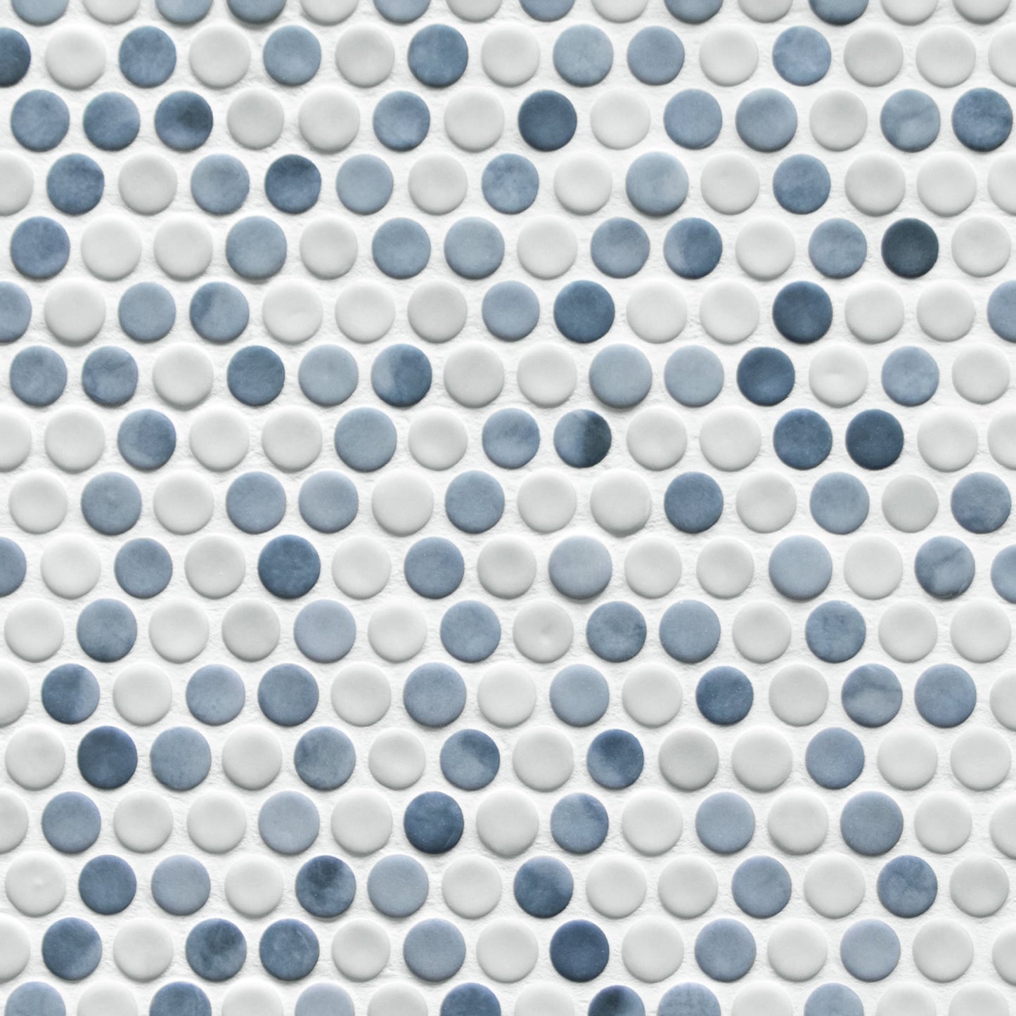 SUNWINGS Circle Cement Blue 10-in x 11-in Matte Recycled glass Cement look Penny round Mosaic Floor and Wall Tile product image