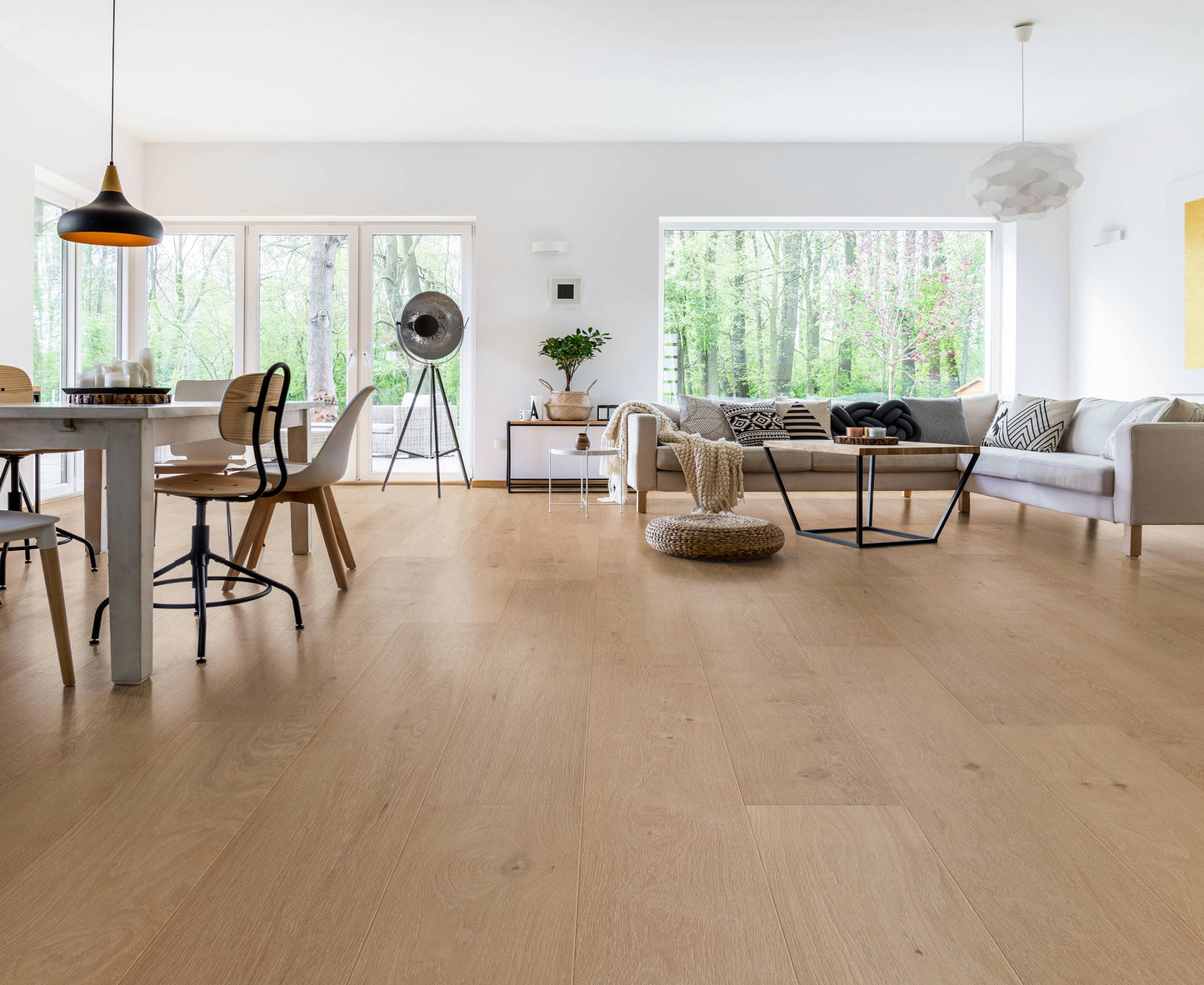 allen + roth Oak Lakeview Tahoe hardwood flooring — installed room view