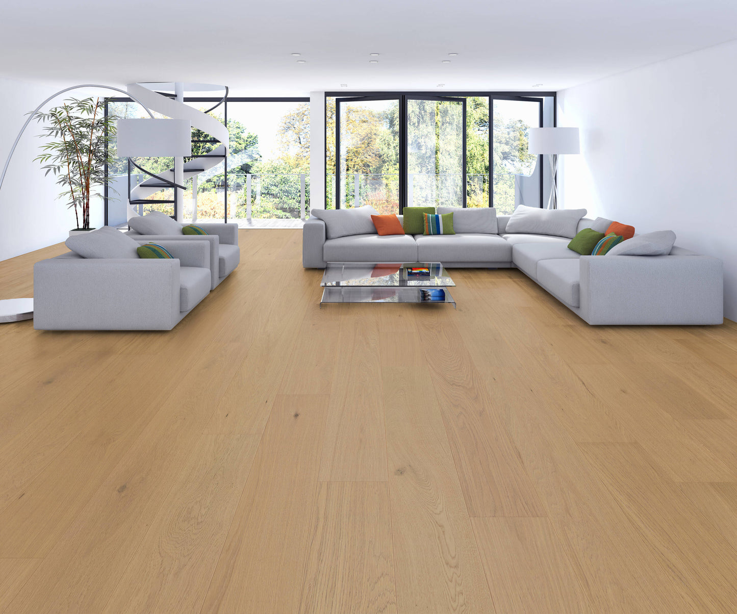 allen + roth Oak Lakeview Victoria hardwood flooring — installed room view