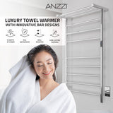 ANZZI Polished Chrome Plug-In Wall-Mount Towel Warmer, 23.62 in W x 39.09 in L x 9.53 in H