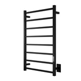 ANZZI Bell 8-Bar Matte Black Plug-In Wall Mounted Towel Warmer, 23.6 in W x 36.25 in H