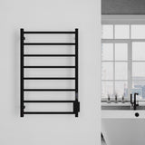 ANZZI Bell 8-Bar Matte Black Plug-In Wall Mounted Towel Warmer, 23.6 in W x 36.25 in H