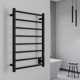 ANZZI Bell 8-Bar Matte Black Plug-In Wall Mounted Towel Warmer, 23.6 in W x 36.25 in H