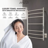 ANZZI Brushed Nickel Plug-In Wall-Mount Towel Warmer, 31.5 x 23.6 in, 7-Bar
