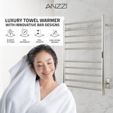 ANZZI Brushed Nickel Plug-In Wall Mount Towel Warmer, 20.08 W x 31.5 H x 4.41 D