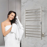 ANZZI Brushed Nickel Plug-In Wall Mount Towel Warmer, 20.08 W x 31.5 H x 4.41 D