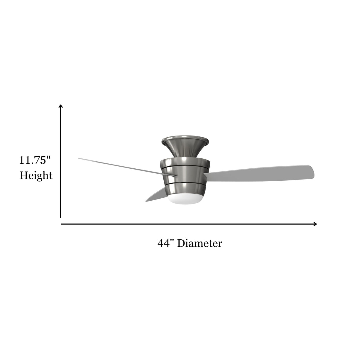 Harbor Breeze Mazon 44-in Brushed Nickel Indoor Flush Mount Ceiling Fan with Remote and Integrated LED Light (3-Blade)