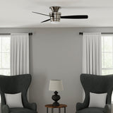 Harbor Breeze Mazon 44-in Brushed Nickel Indoor Flush Mount Ceiling Fan with Light Kit and Remote (3-Blade)