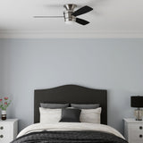Harbor Breeze Mazon 44-in Brushed Nickel Indoor Flush Mount Ceiling Fan with Remote and Integrated LED Light (3-Blade)