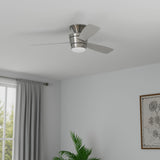 Harbor Breeze Mazon 44-in Brushed Nickel Indoor Flush Mount Ceiling Fan with Light Kit and Remote (3-Blade)