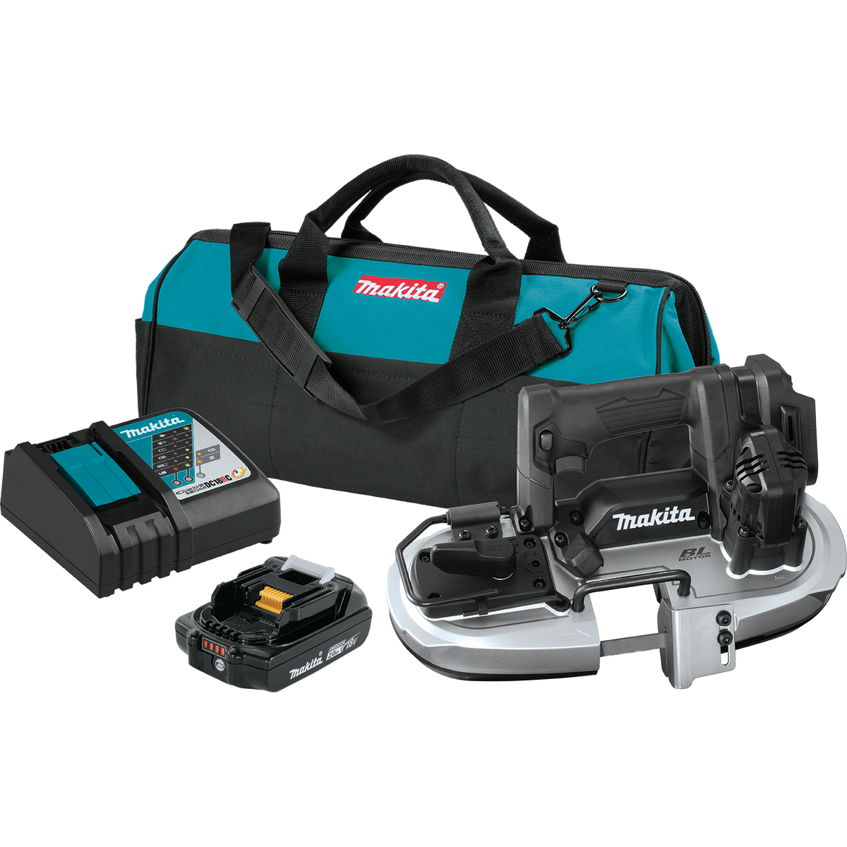Makita 18V LXT Lithium‑Ion Sub‑Compact Brushless Cordless Band Saw Kit, 2.0Ah (XBP05R1B)