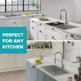 Loften All-in-One Dual Mount Stainless Steel 33in. Single Bowl Kitchen Sink with Pull Down Faucet in Spot Free Stainless