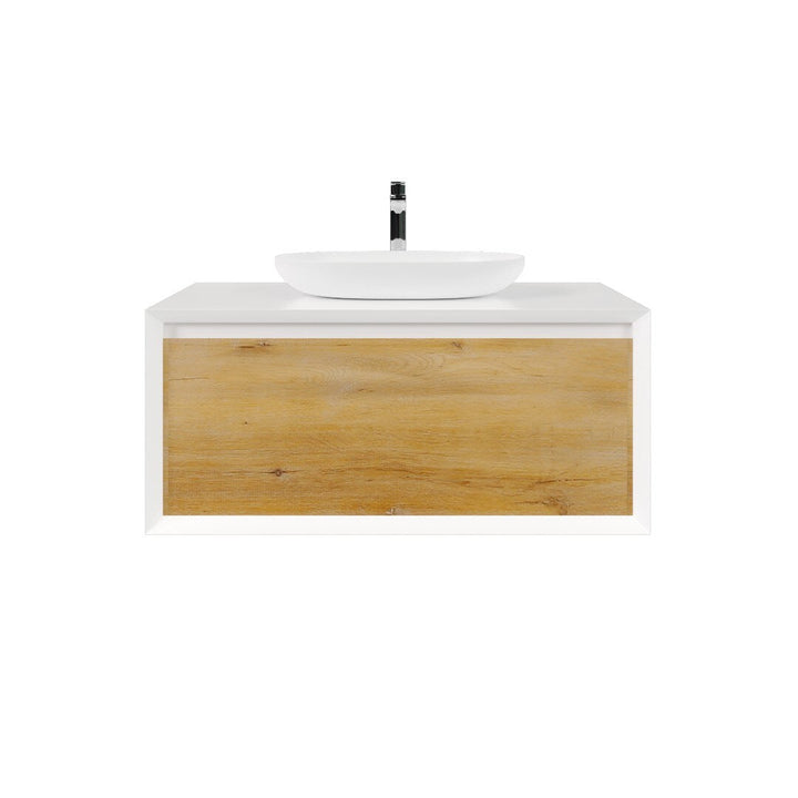 Eviva Santa Monica 36 in. W x 22 in. D x 16 in. H Single Bath Vanity in White with White Vessel Sink