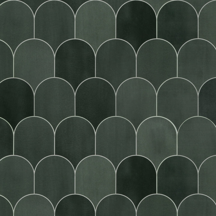 SUNWINGS Fan Green Mixed 10-in x 11-in Matte Composite Marble look Scale Peel and stick Mosaic Wall Tile product image