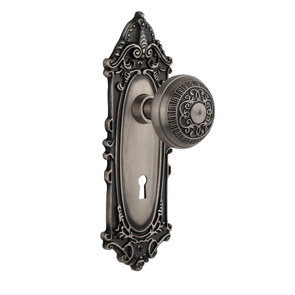 Victorian Plate with Keyhole 2-3/8 in. Backset Oil-Rubbed Bronze Privacy Bed/Bath Egg and Dart Door Knob - Super Arbor