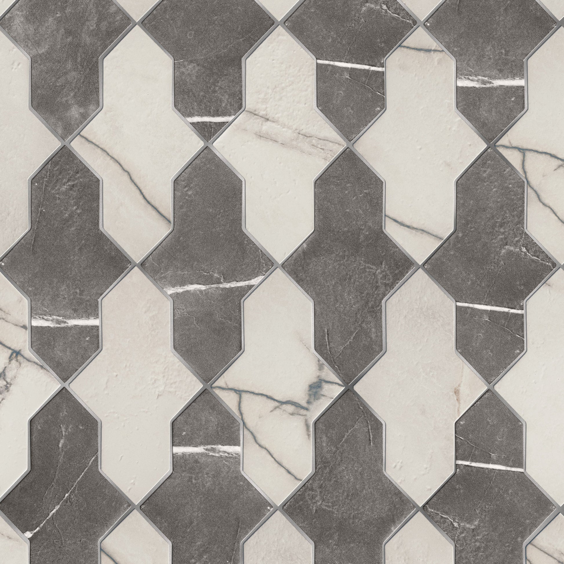Affinity Tile Istanbul Shield Checker 5-in x 8-in Multi-finish Porcelain Marble look Multi-shaped Floor and Wall Tile product image