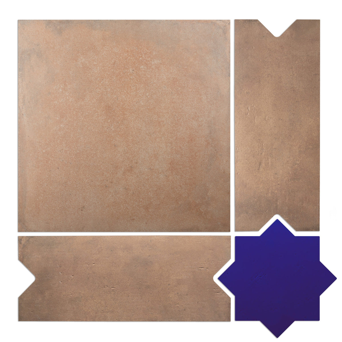 Affinity Tile Argile Bordeaux Ferrara with Losanga and Blue Star 25-in x 25-in Multi-finish Porcelain Multi-shaped Floor and Wall Tile product image