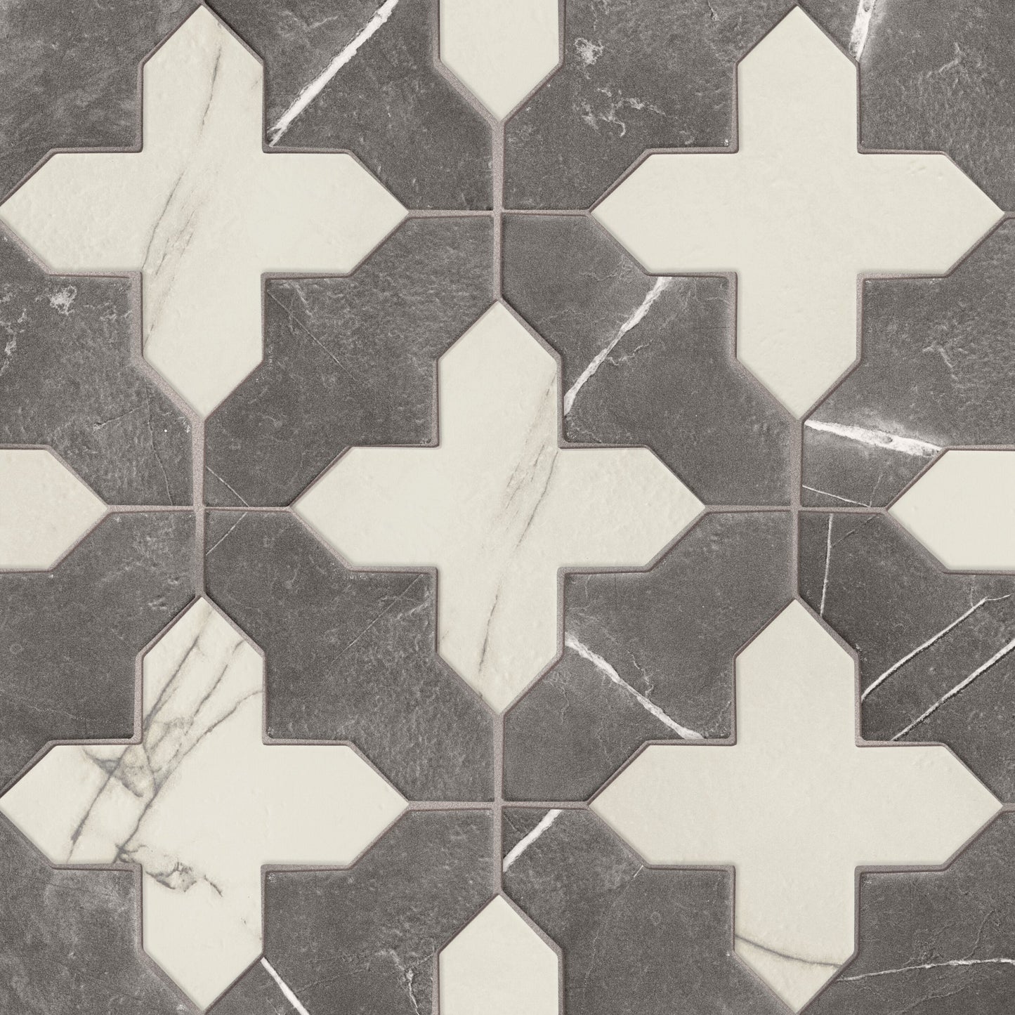 Affinity Tile Istanbul Squire Shield Night with Day Cross 6-in x 8-in Multi-finish Porcelain Marble look Multi-shaped Floor and Wall Tile product image