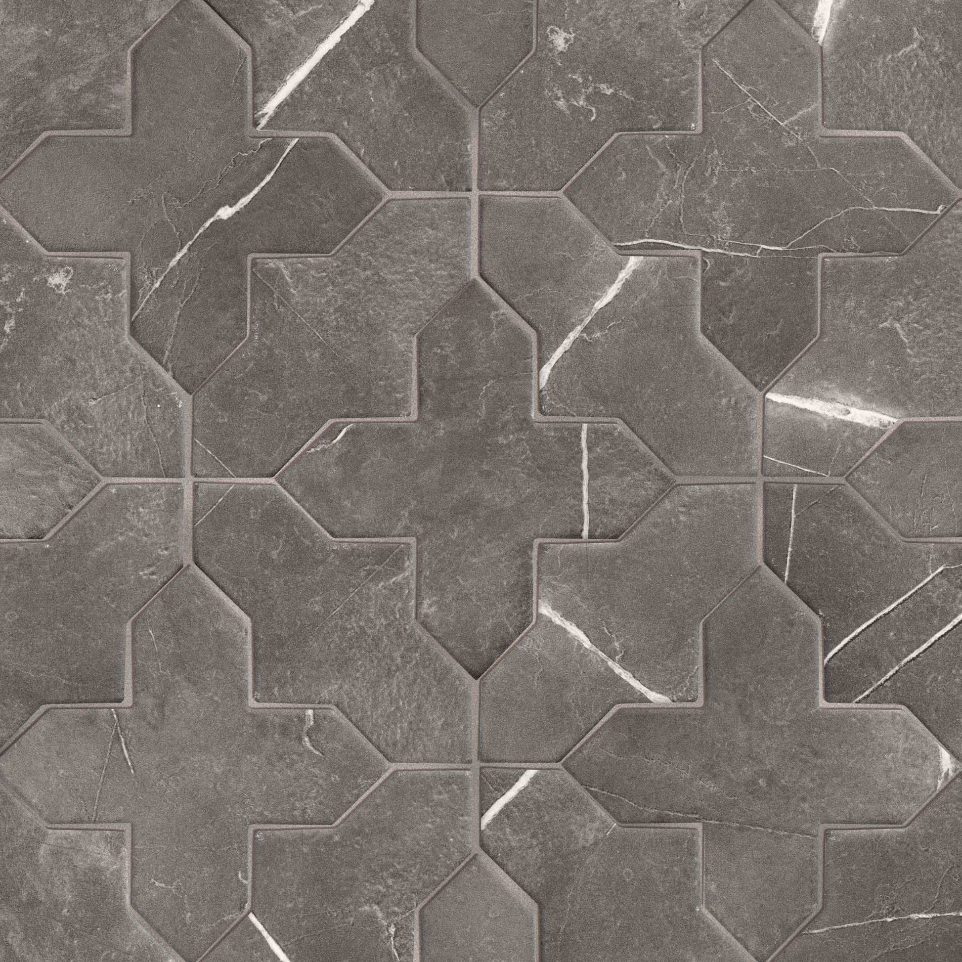 Affinity Tile Istanbul Squire Shield Night with Night Cross 6-in x 8-in Multi-finish Porcelain Marble look Multi-shaped Floor and Wall Tile product image